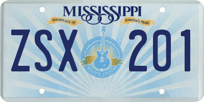 MS license plate ZSX201