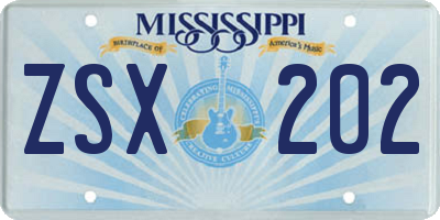 MS license plate ZSX202