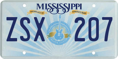 MS license plate ZSX207