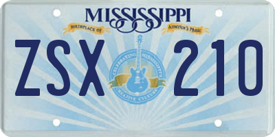 MS license plate ZSX210
