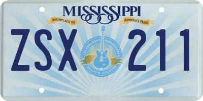 MS license plate ZSX211