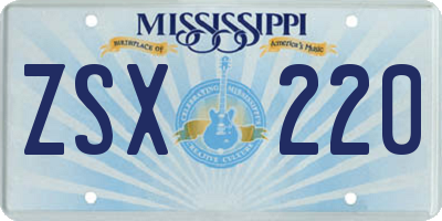MS license plate ZSX220