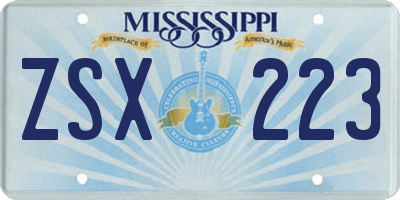 MS license plate ZSX223