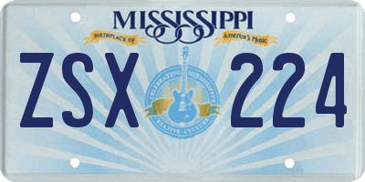 MS license plate ZSX224