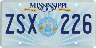 MS license plate ZSX226