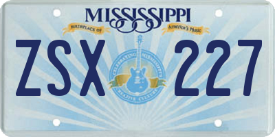 MS license plate ZSX227