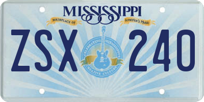 MS license plate ZSX240