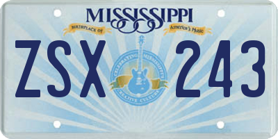 MS license plate ZSX243