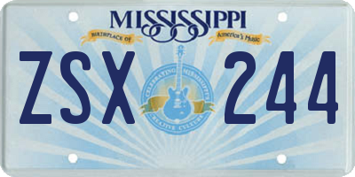 MS license plate ZSX244