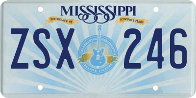MS license plate ZSX246