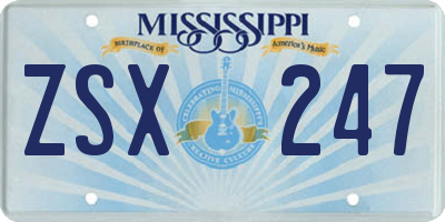 MS license plate ZSX247