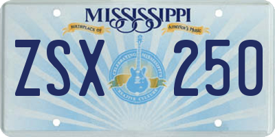 MS license plate ZSX250