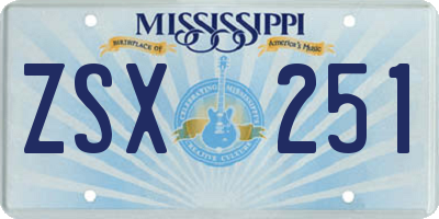 MS license plate ZSX251
