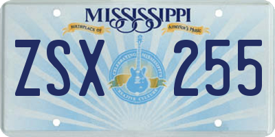 MS license plate ZSX255