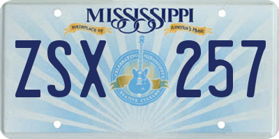 MS license plate ZSX257
