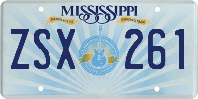 MS license plate ZSX261