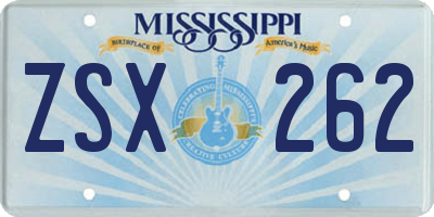 MS license plate ZSX262