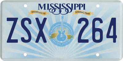 MS license plate ZSX264