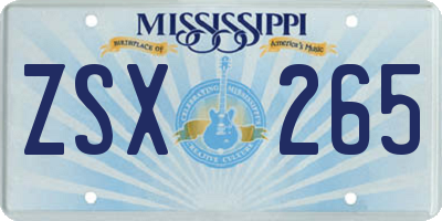 MS license plate ZSX265