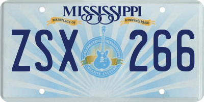 MS license plate ZSX266