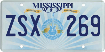 MS license plate ZSX269