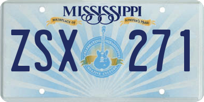 MS license plate ZSX271
