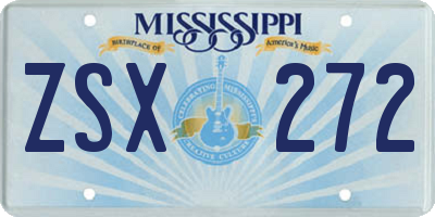 MS license plate ZSX272