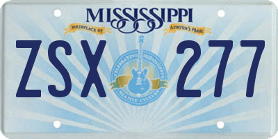 MS license plate ZSX277