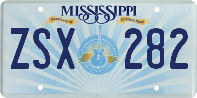 MS license plate ZSX282