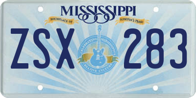 MS license plate ZSX283