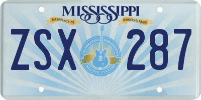 MS license plate ZSX287
