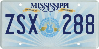 MS license plate ZSX288