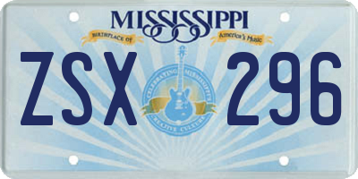 MS license plate ZSX296