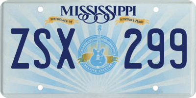 MS license plate ZSX299