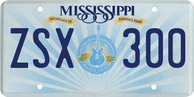 MS license plate ZSX300