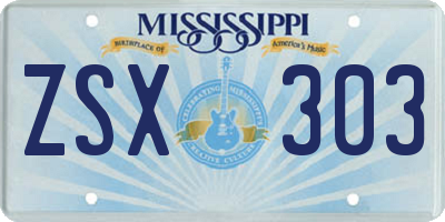 MS license plate ZSX303