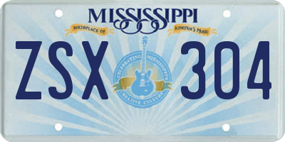 MS license plate ZSX304