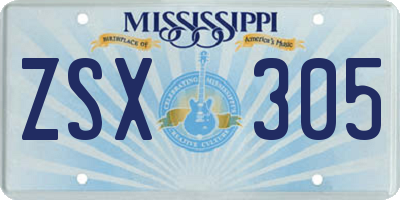 MS license plate ZSX305