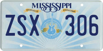MS license plate ZSX306