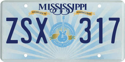 MS license plate ZSX317