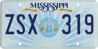 MS license plate ZSX319