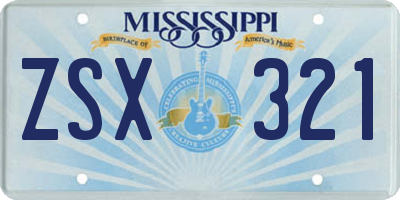 MS license plate ZSX321