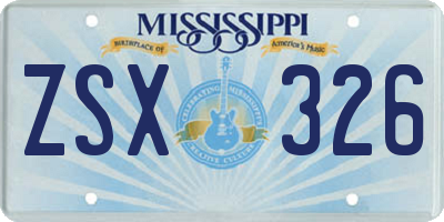 MS license plate ZSX326
