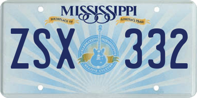MS license plate ZSX332