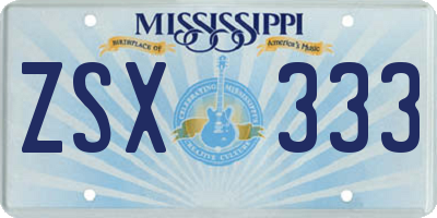 MS license plate ZSX333