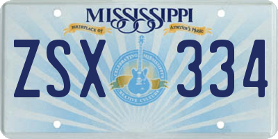MS license plate ZSX334