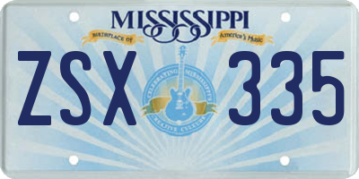 MS license plate ZSX335