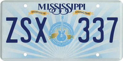 MS license plate ZSX337