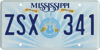 MS license plate ZSX341