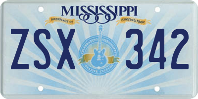 MS license plate ZSX342